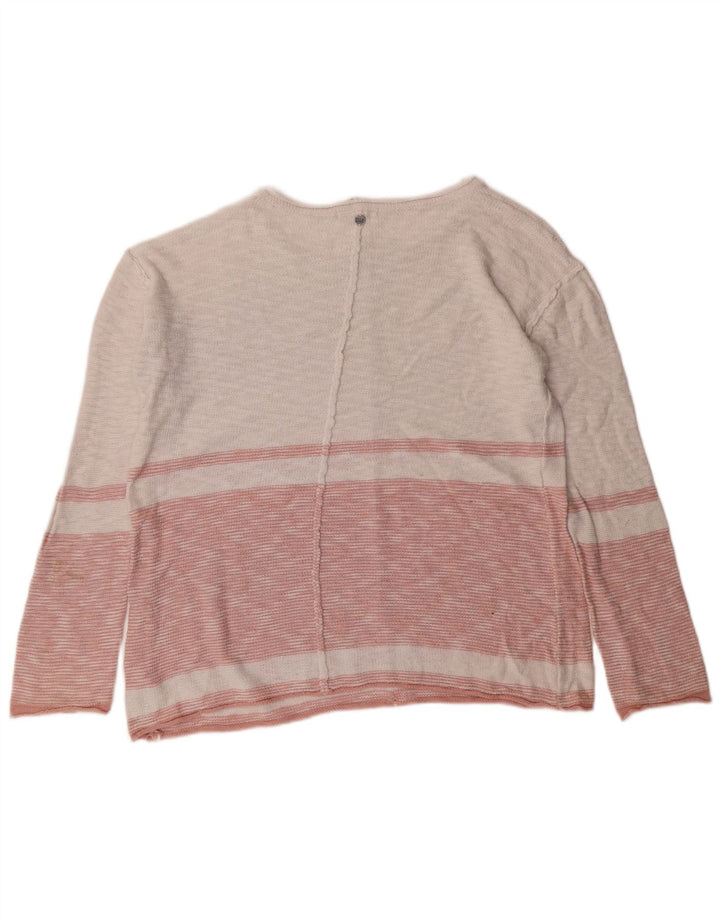Billabong Pull col bateau pour femme UK 10 Petit coton rayé rose