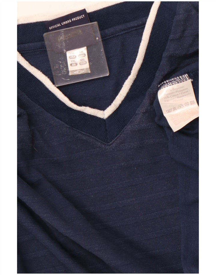 UMBRO T-Shirt Homme Top 2XL Bleu Marine Rayé Polyester