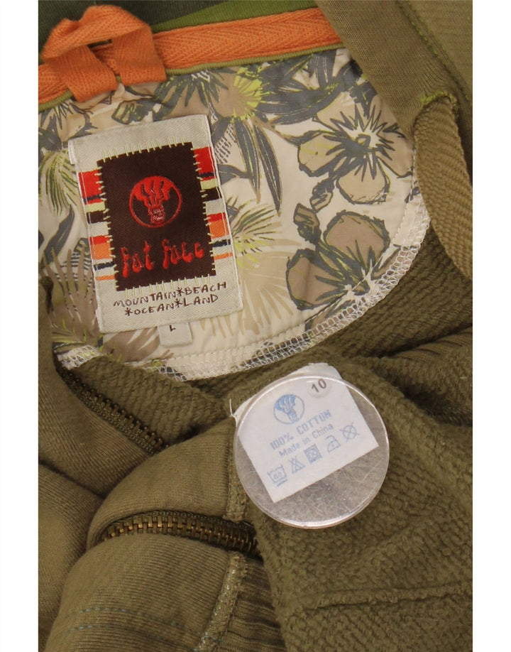 Fat Face Pull à capuche zippé pour homme Grand coton kaki