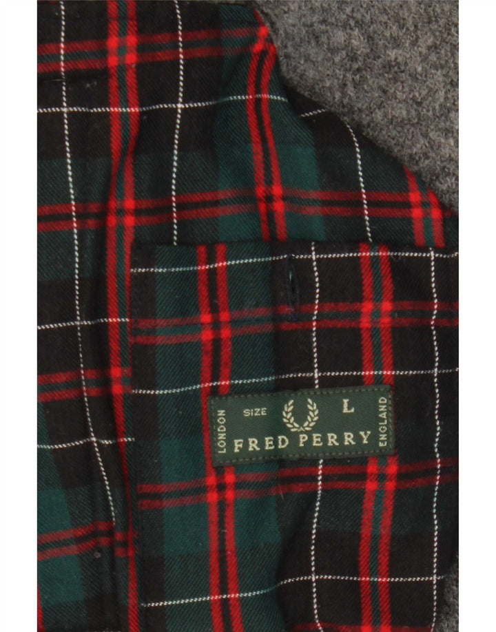 Fred Perry Veste de sport en tricot pour homme UK 40 Large laine grise