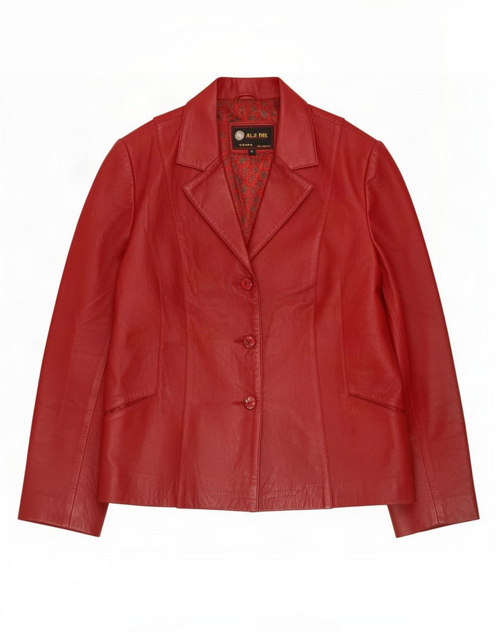 Alji Piel Veste blazer en cuir à 3 boutons pour femme IT 44 Rouge moyen