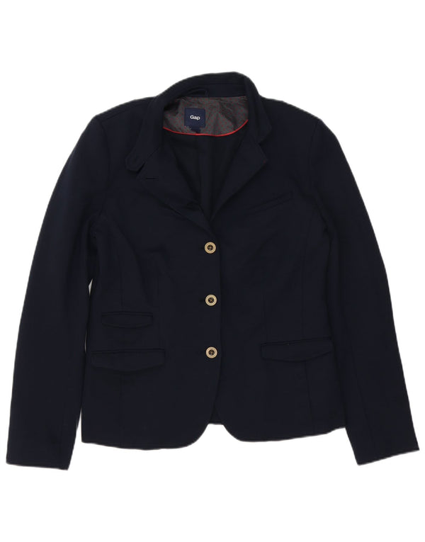 Gap Veste Blazer 3 Boutons Femme UK 14 Large Bleu Marine Coton
