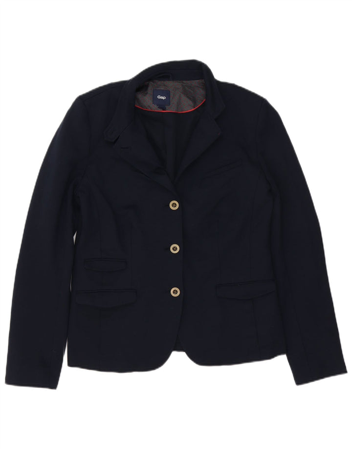 Gap Veste Blazer 3 Boutons Femme UK 14 Large Bleu Marine Coton