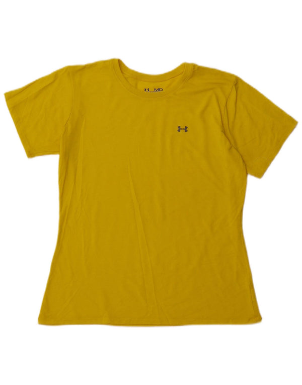 Under Armour T-Shirt Femme UK 12 Jaune Moyen Polyester