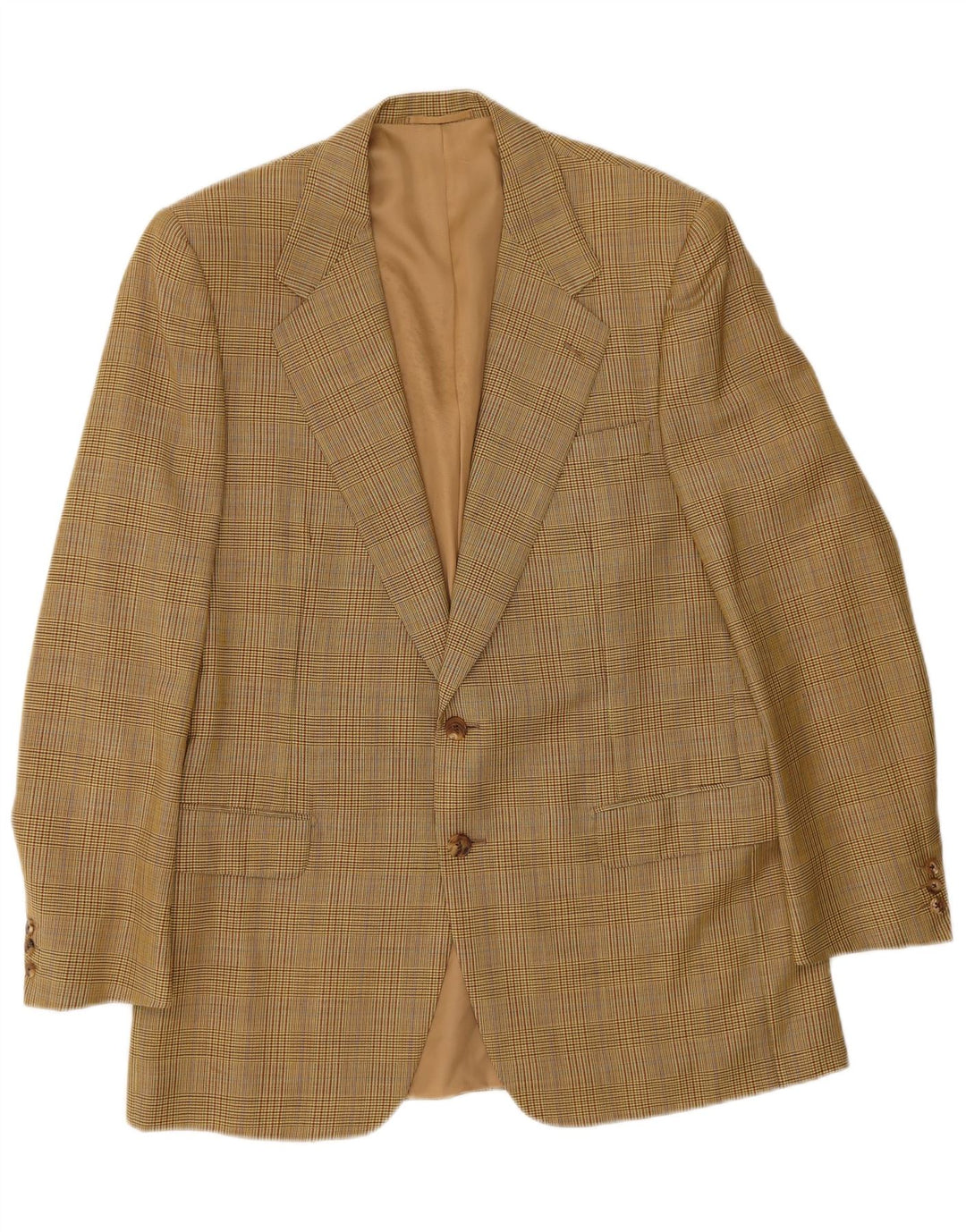 Gieves & Hawkes Veste blazer à 2 boutons pour homme UK 42 XL en laine pied-de-poule marron