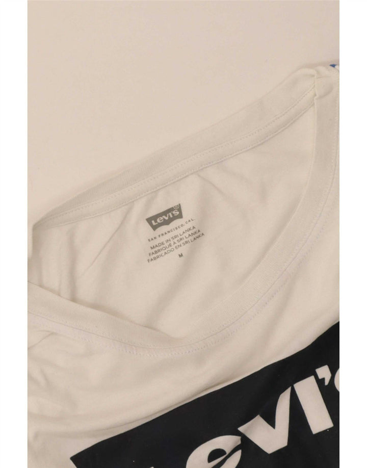 Levi's T-Shirt Graphique Oversize Crop Femme UK 14 Blanc Moyen