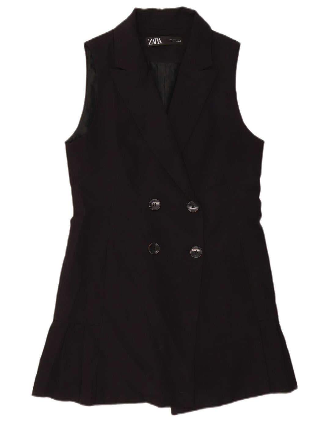 Zara Manteau croisé sans manches pour femme UK 12 Noir moyen