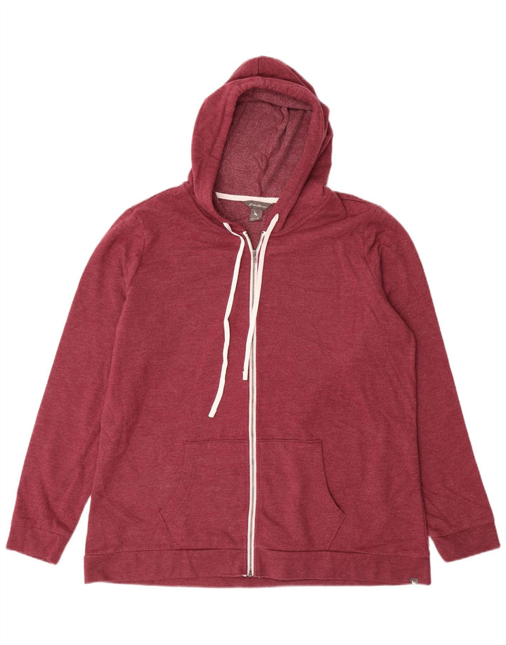 EDDIE BAUER Pull à capuche zippé pour femme UK 18 XL Coton bordeaux