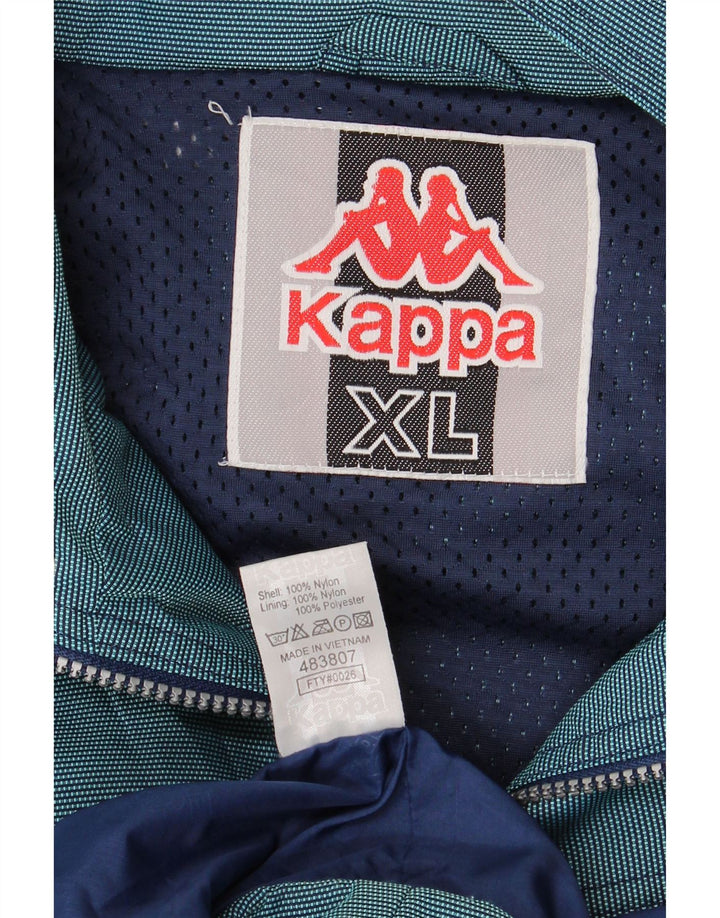 KAPPA Veste de pluie à capuche graphique pour homme UK 42 XL Bleu Nylon