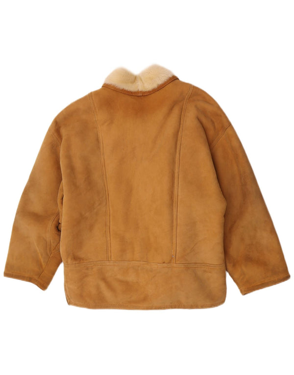 veste en peau de mouton surdimensionnée vintage pour femme IT 42 Colorblock brun moyen