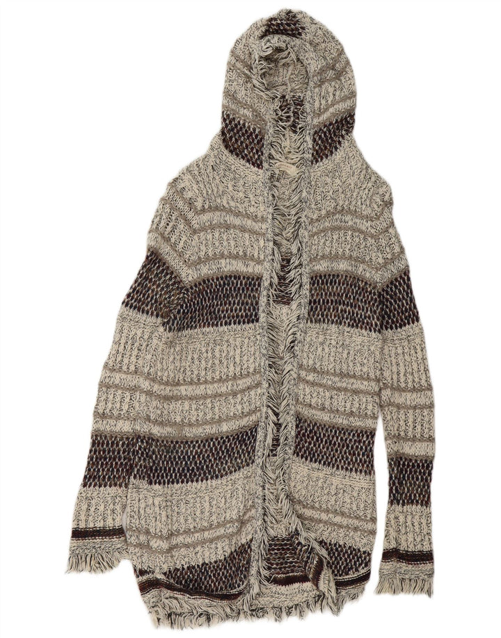 ZARA Cardigan long à capuche pour femme UK 14 Medium Multicolore