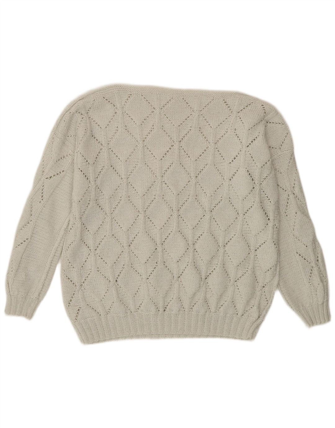 VINTAGE Pull col bateau femme UK 18 XL Blanc cassé