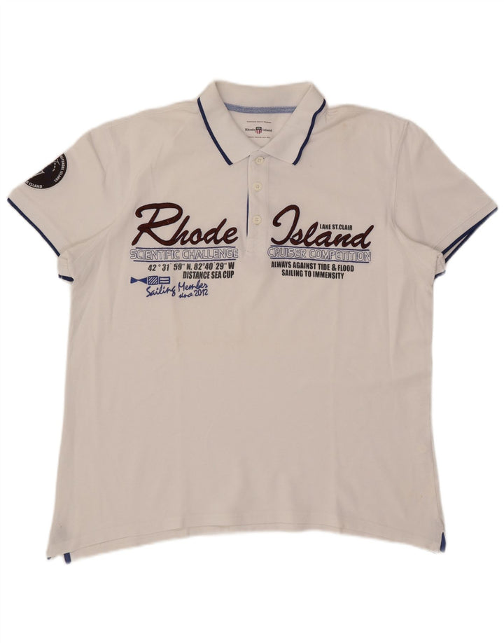Rhode Island Polo graphique homme grand coton blanc