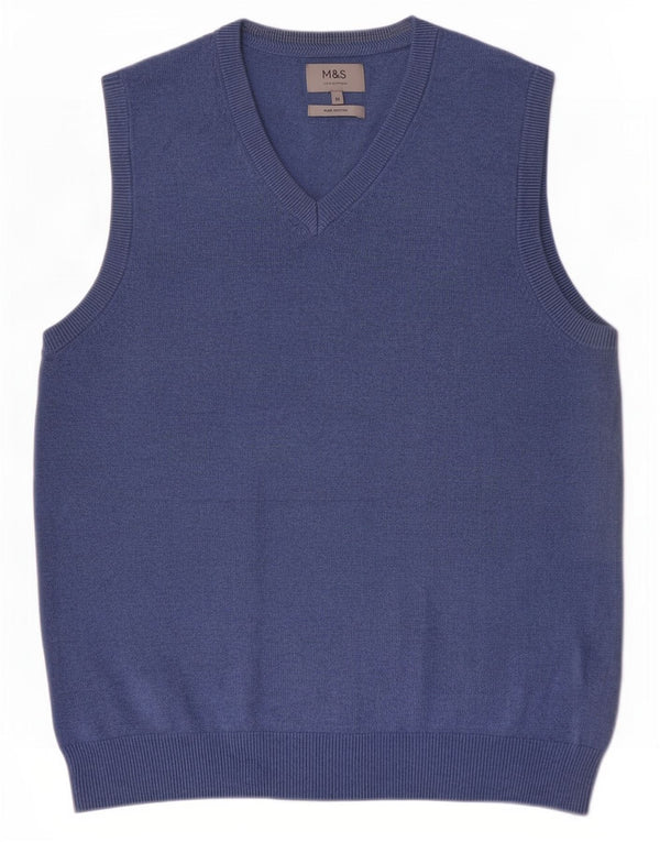 Marks & Spencer Débardeur Vest Homme Bleu Moyen Coton