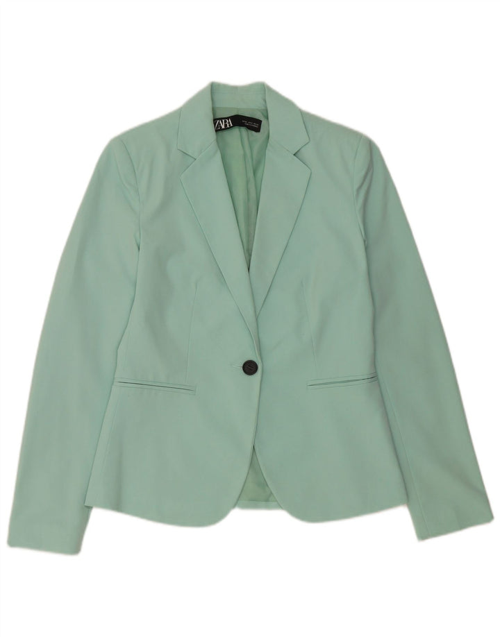 Zara Veste Blazer 1 Bouton Femme EU 34 2XS Turquoise Polyester