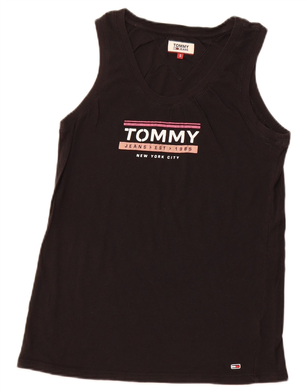 TOMMY HILFIGER Débardeur graphique pour femme UK 8 Small Noir
