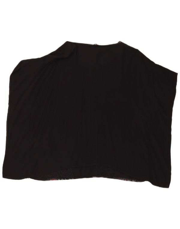 Desigual Womens Poncho Blouse Top UK 16 Large Noir Floral Viscose