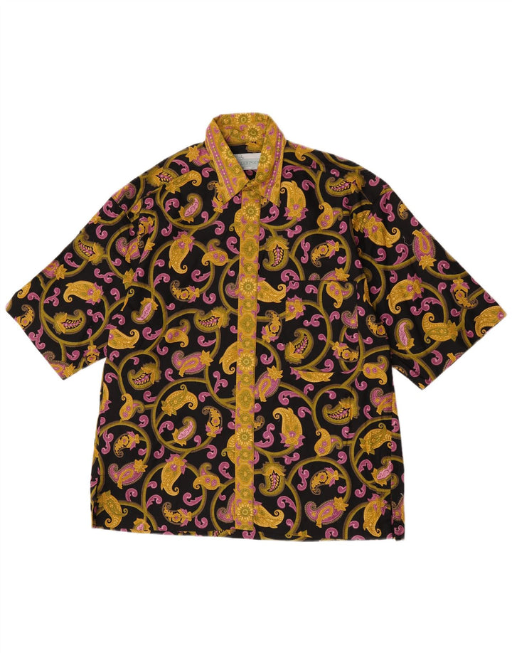 vintage Chemise à manches courtes pour hommes Moyen Noir Paisley