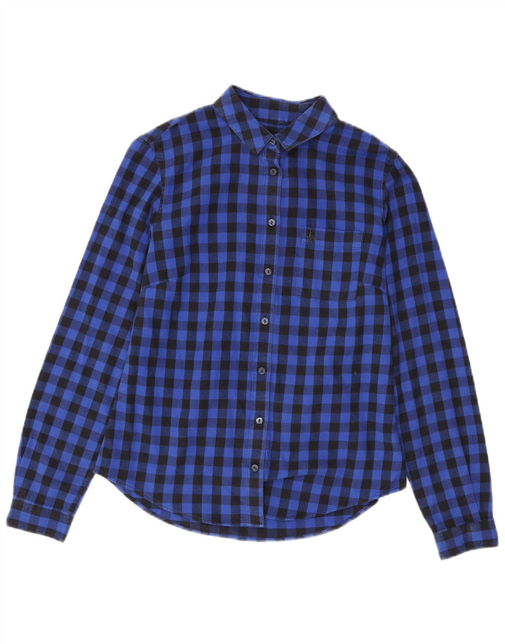 Jack Wills Chemise en flanelle à manches longues pour femme UK 8 Petit carreaux bleus