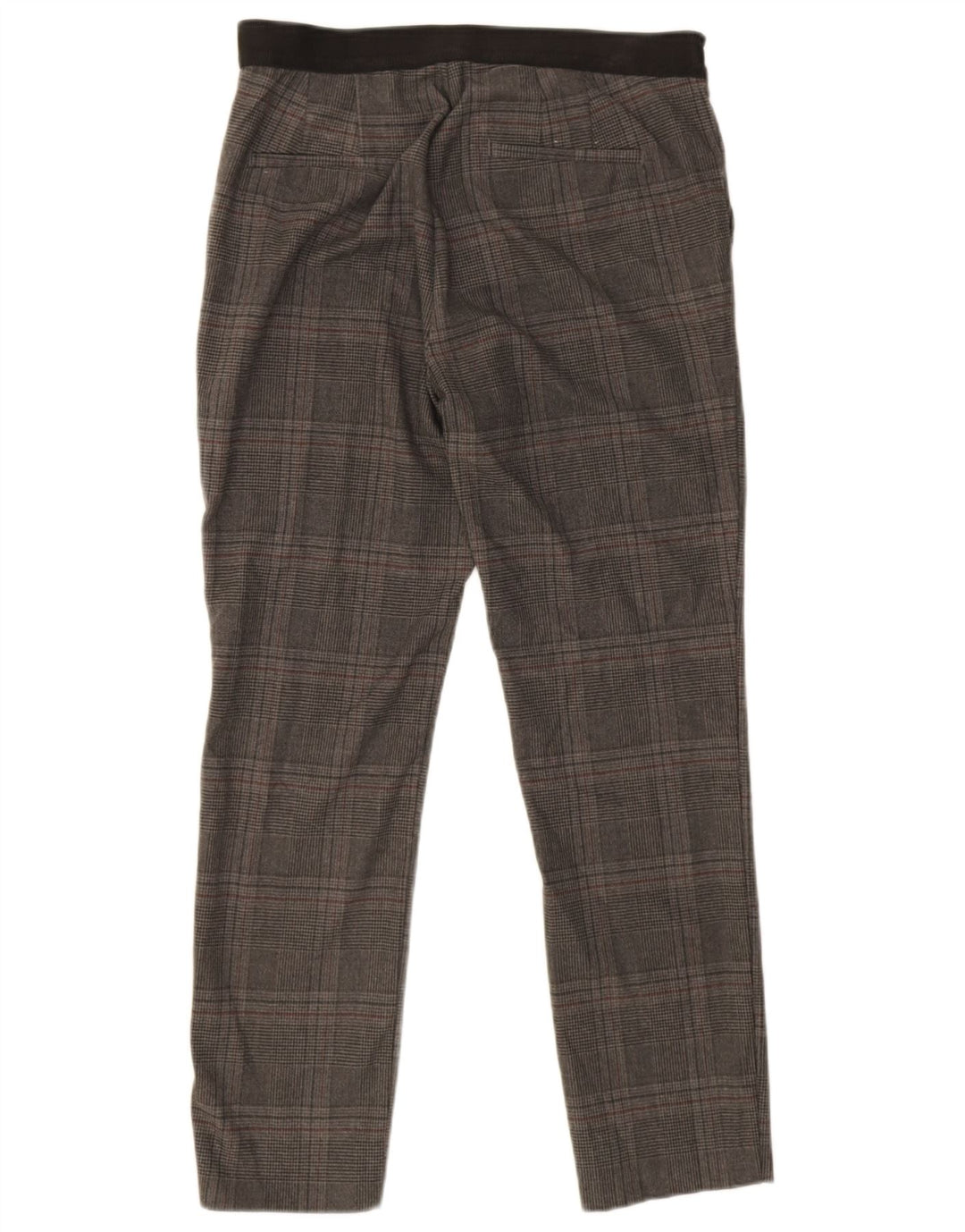 Zara Pantalon Chino Slim Femme Moyen W32 L26 Gris Carreaux Polyester