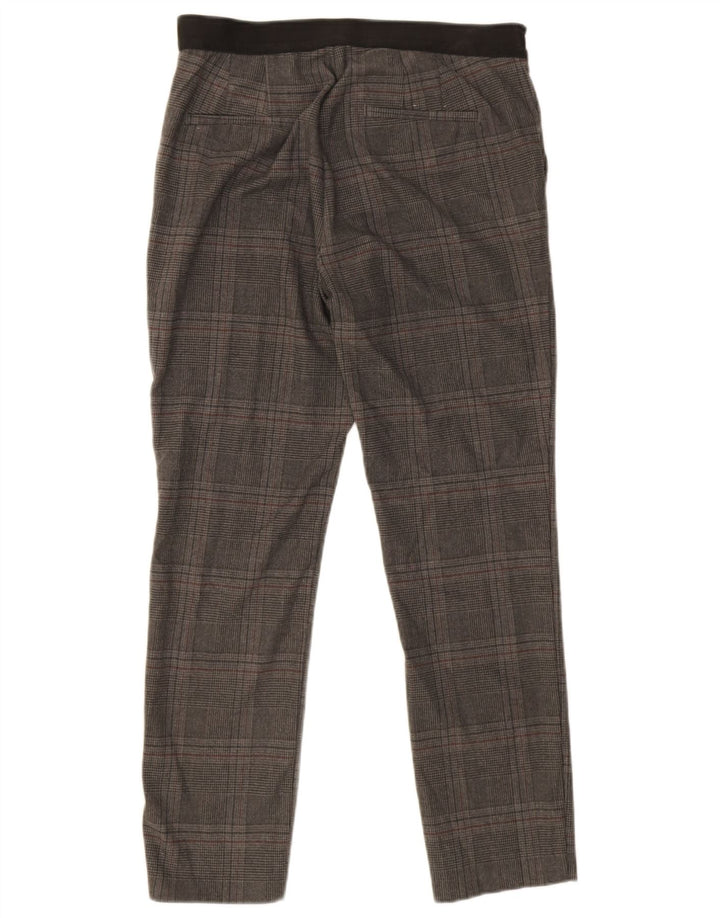 Zara Pantalon Chino Slim Femme Moyen W32 L26 Gris Carreaux Polyester