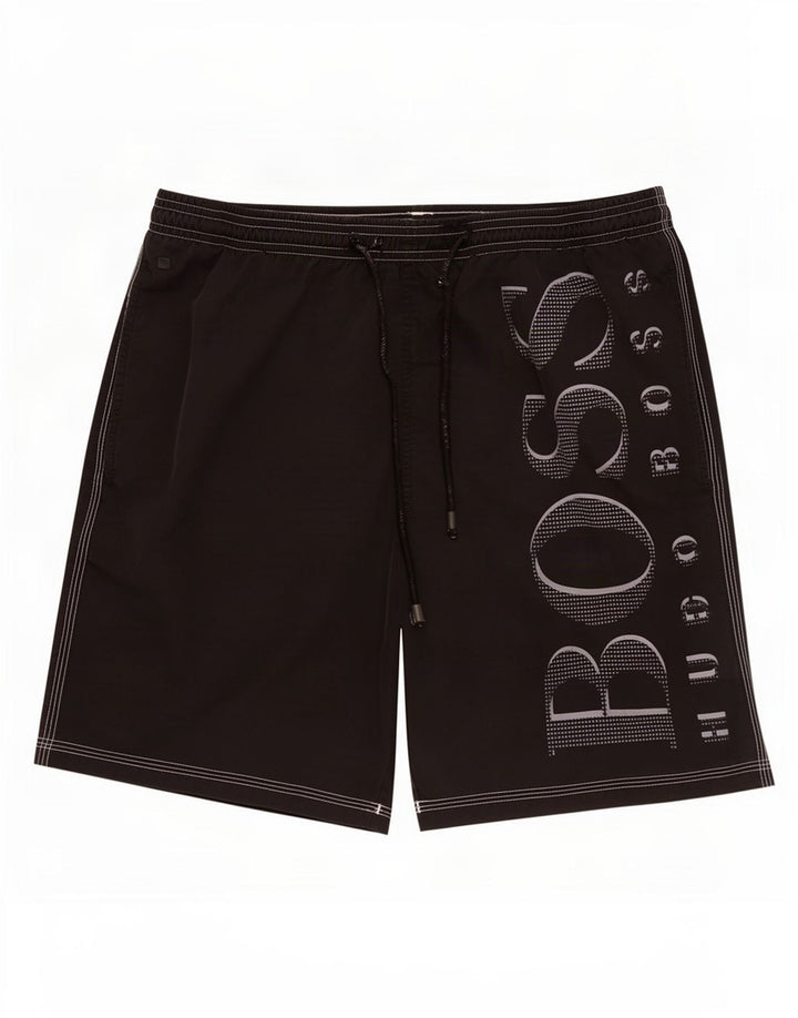Hugo Boss Short de bain graphique pour homme Noir moyen Polyamide