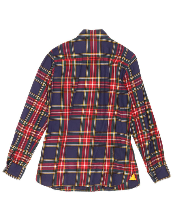 Tommy Hilfiger Chemise en flanelle pour femme US 8 Bleu marine moyen à carreaux en coton