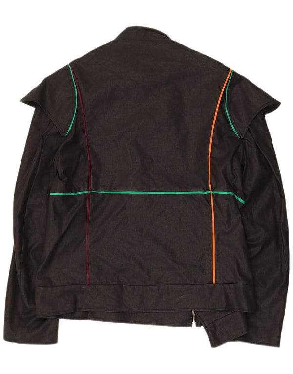 vintage Mens Bomber Jacket UK 38 Moyen Noir Rayé