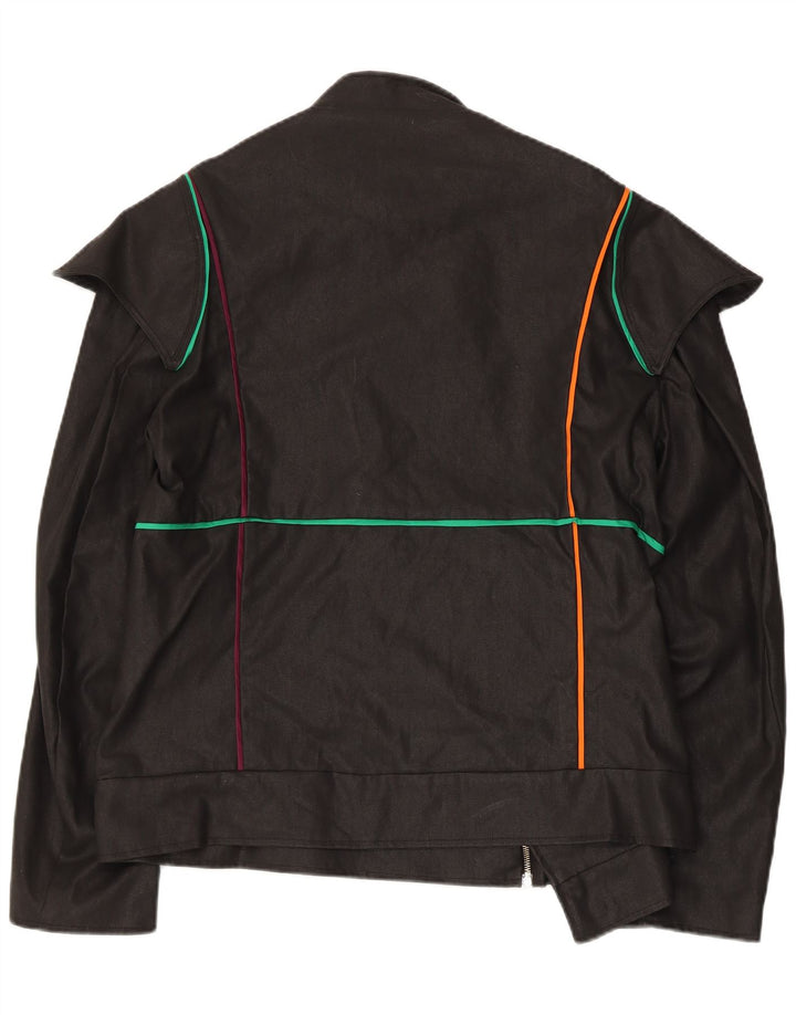 vintage Mens Bomber Jacket UK 38 Moyen Noir Rayé
