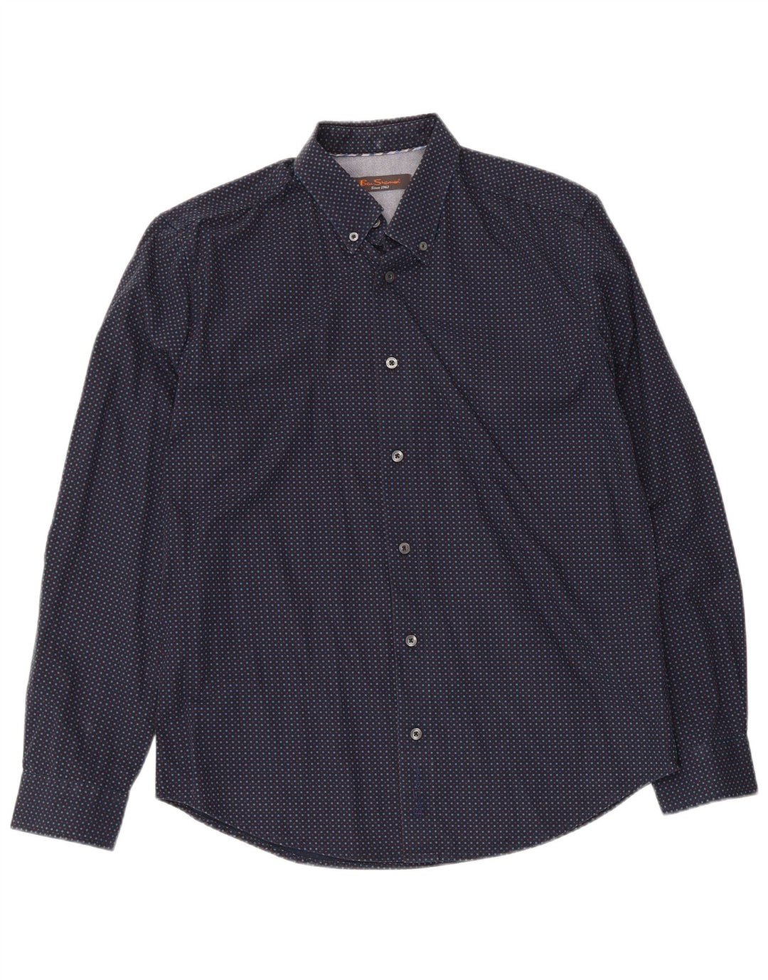 Ben Sherman Chemise Homme Bleu Marine Moyen Coton Tacheté