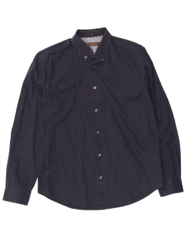 Ben Sherman Chemise Homme Bleu Marine Moyen Coton Tacheté