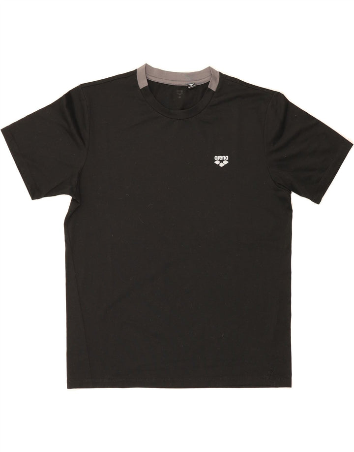 ARENA Mens T-Shirt Top Medium Black Vintage Arena and Second-Hand Arena from Messina Hembry 