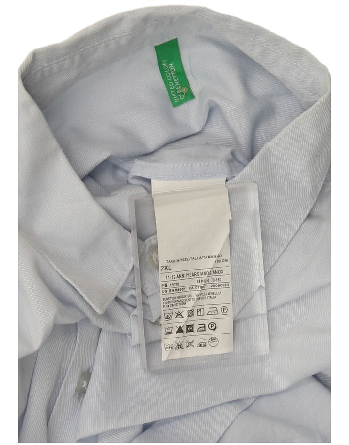 BENETTON Chemise Garçon 11-12 ans 2XL Bleu Rayure Coton
