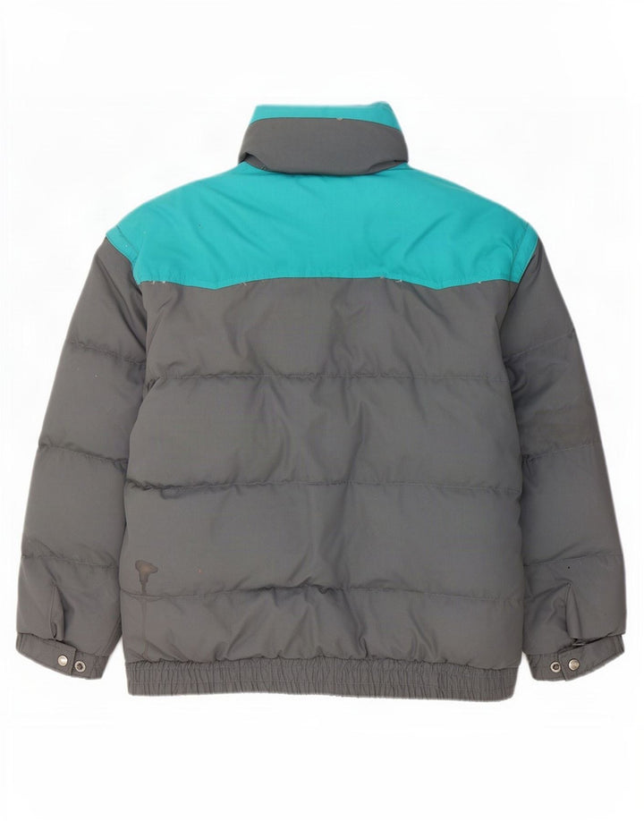 veste de ski rembourrée vintage pour hommes UK 40 Grand polyester colorblock gris