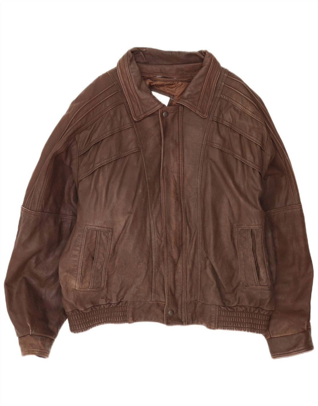 Veste en cuir coupe ample homme vintage IT 50 grand cuir marron