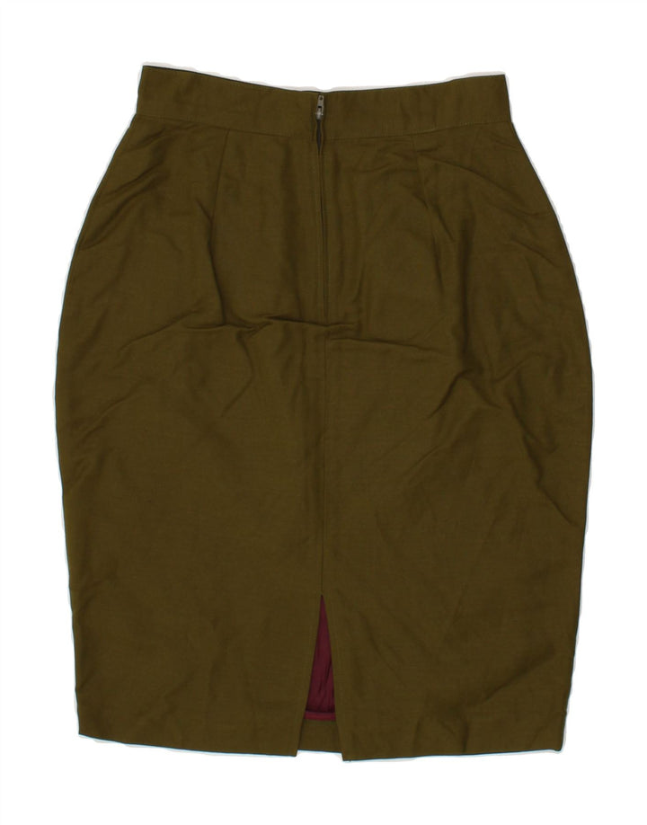 BENETTON Womens Pencil Skirt IT 42 Medium W28 Khaki Linen Vintage Benetton and Second-Hand Benetton from Messina Hembry 