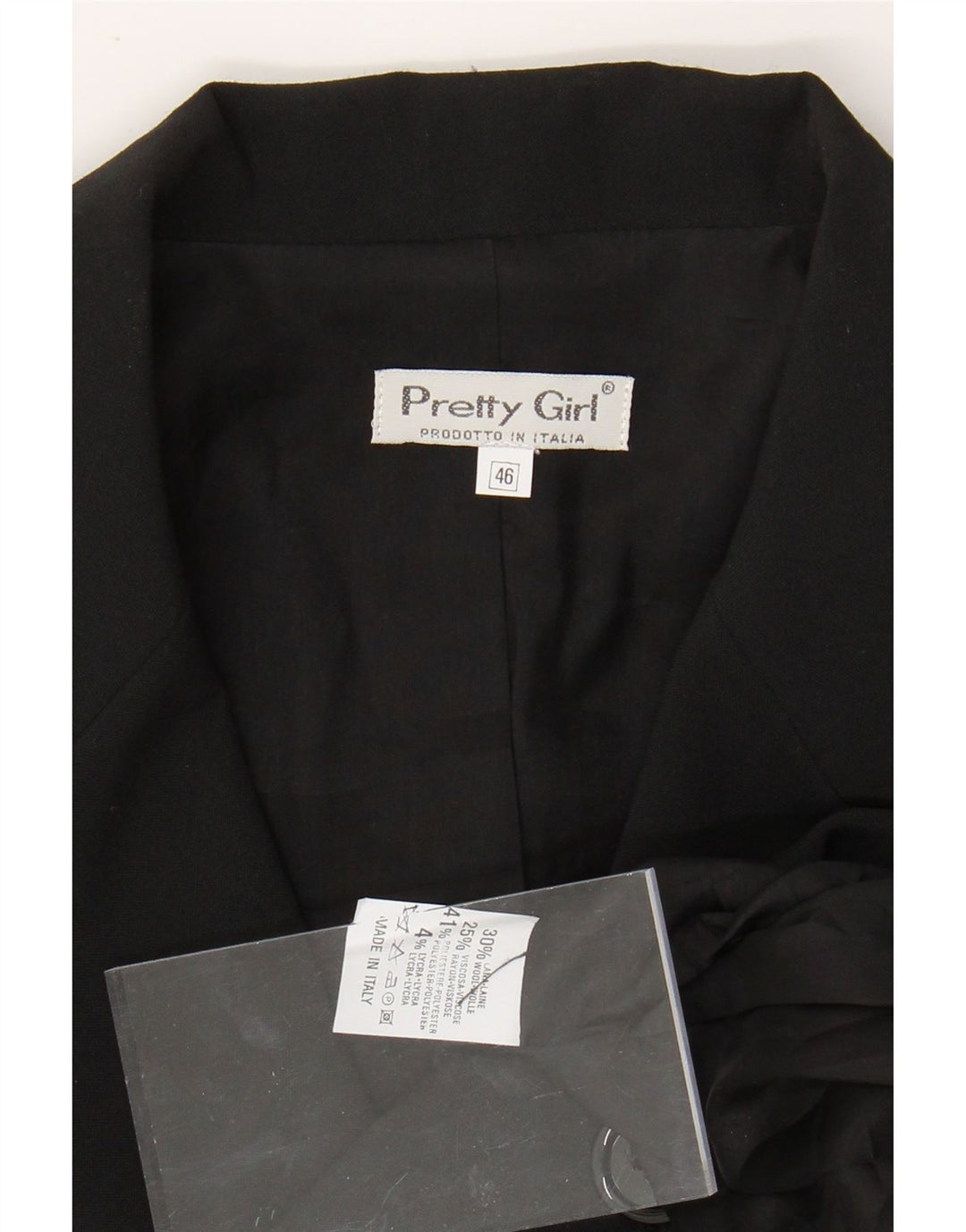 VINTAGE Veste Blazer Longue 3 Boutons Femme IT 46 Grand Polyester Noir