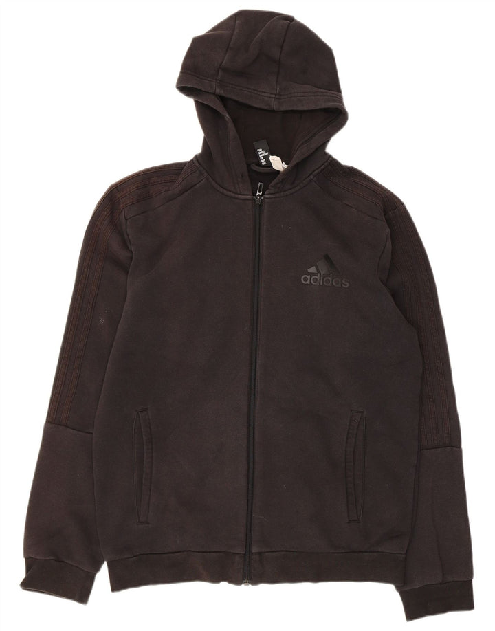 ADIDAS Pull à capuche zippé pour homme en coton noir moyen