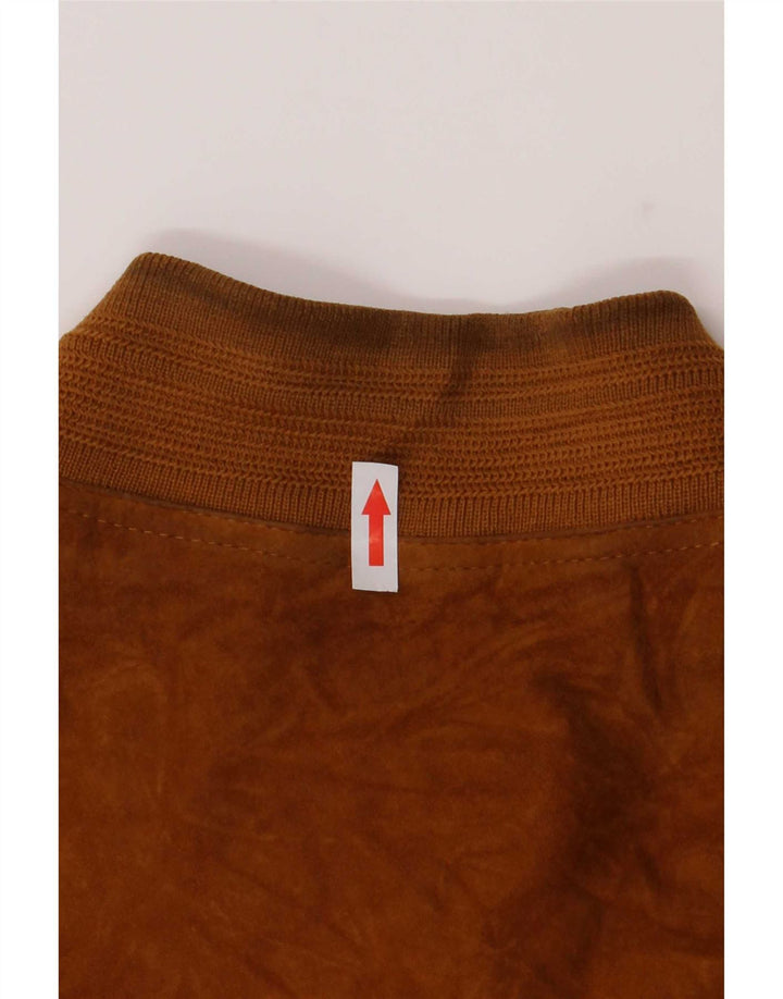 Veste Bomber En Daim Vintage Homme IT 48 Cuir Beige Moyen