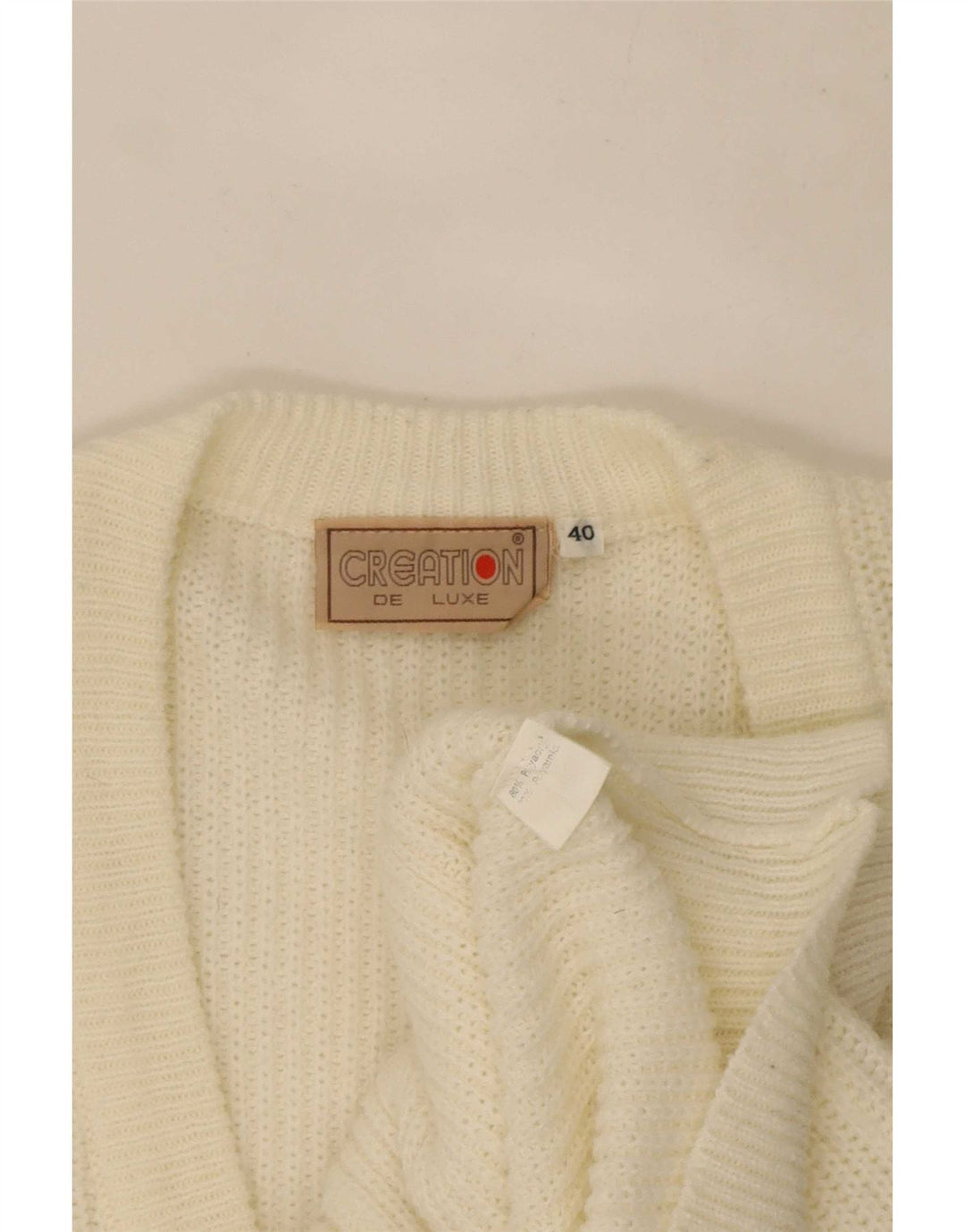 vintage Femme Cardigan Pull EU 40 Moyen Blanc Polyacrylique