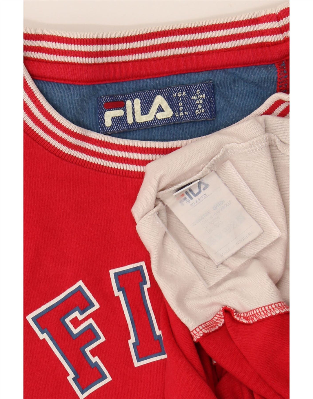 FILA T-Shirt Graphique Homme Petit Rouge Colorblock Coton