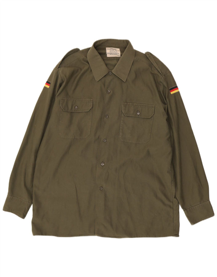 Chemise militaire vintage pour hommes grand polyester kaki
