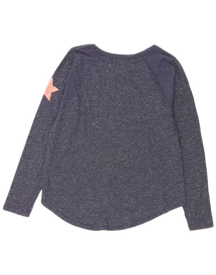 Superdry Haut graphique à manches longues pour femme UK 14 Bleu marine moyen moucheté