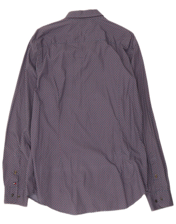 Tommy Hilfiger Chemise Slim Fit XL Bleu Géométrique Coton