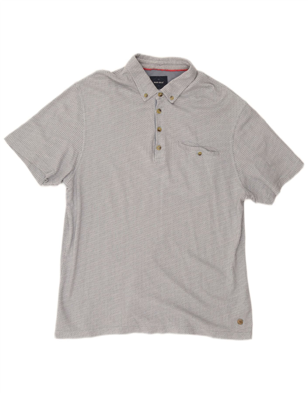 WHITE STUFF Polo Homme Large Gris Géométrique Coton