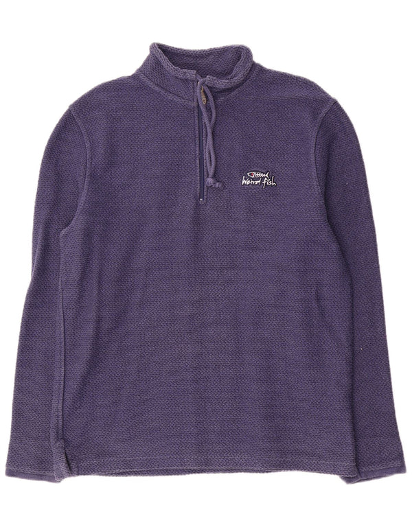 Weird Fish Sweat-shirt à col zippé pour homme en coton bleu marine Taille L