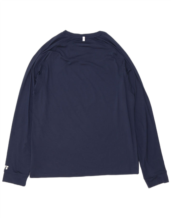 RUSSELL ATHLETIC Haut Homme Manches Longues UK 38/40 Bleu Marine Moyen Polyester