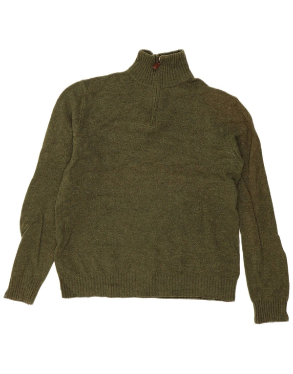 J. Crew Pull Col Zippé Homme Laine Vert Moyen