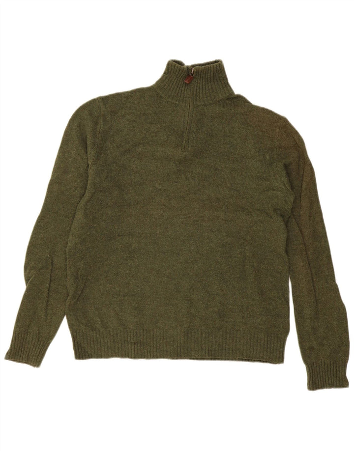 J. Crew Pull Col Zippé Homme Laine Vert Moyen