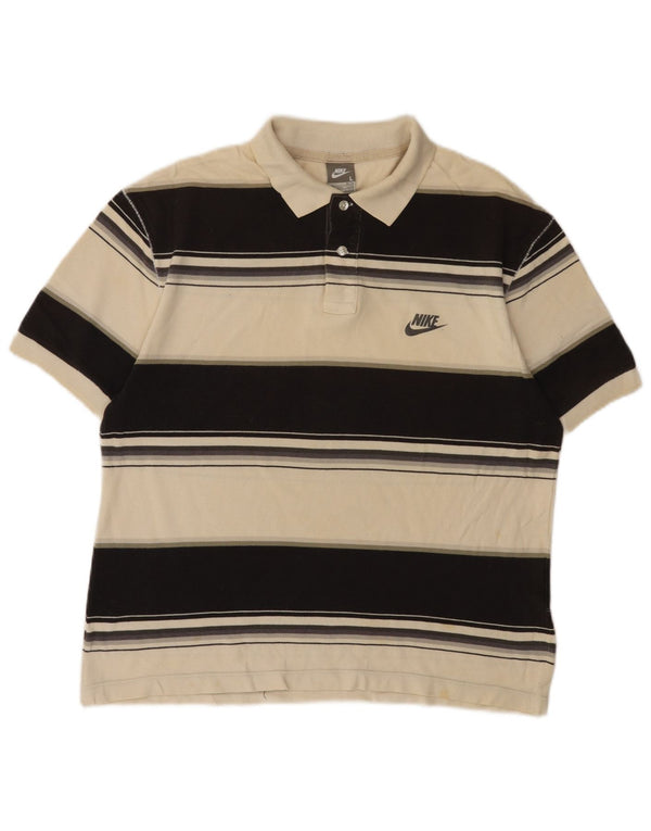 Nike Polo Homme UK 42/44 Large Beige Rayé